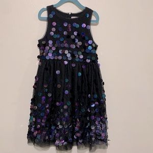 Cat & Jack kid girl dressy dress size Small 6/6x black with shiny holographic